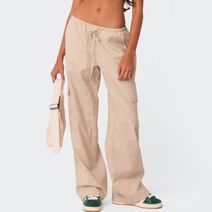 Tan Linen Cargo Pants size: small (fits waist 25-27)